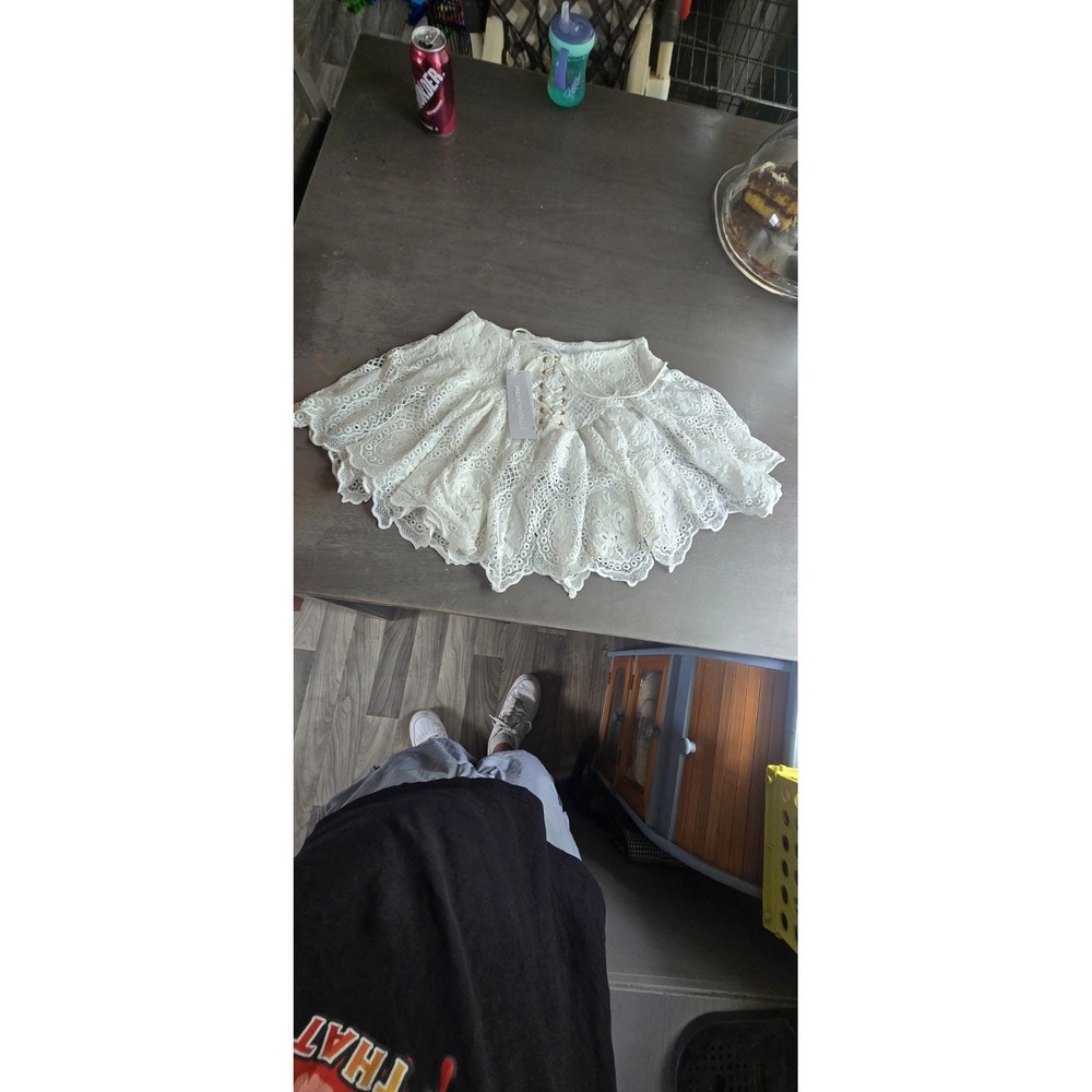 NWT Millie Modelli White Eyelet Lace Up Skirt Size Small